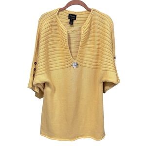 Pure Handknit Chunky Cotton Knit V-Neck Sweater Relaxed Fit Boho Lagenlook